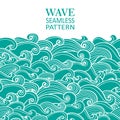 Seamless abstract pattern. Curly waves and spirals. Vector illustration. The swell on the sea.